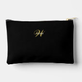 Custom Black Gold Monogram Minimalist Makeup Zubehörtasche (Rückseite)
