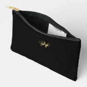 Custom Black Gold Monogram Minimalist Makeup Zubehörtasche (Offen)