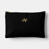 Custom Black Gold Monogram Minimalist Makeup Zubehörtasche (Vorderseite)