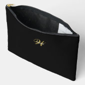 Custom Black Gold Monogram Minimalist Makeup Zubehörtasche (Offen)