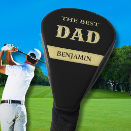 Custom Black Gold Personalized BEST DAD Name Golf Headcover
