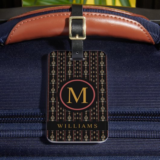 Custom Black Gold Red Aztec Muster Gepäckanhänger (Vorderseite Insitu 2)