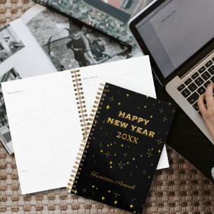 Custom Black & Gold Stars glücklich Neues Jahr Planer