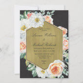 Custom Black Gold und Rose Peach Wedding Einladung (Vorderseite)