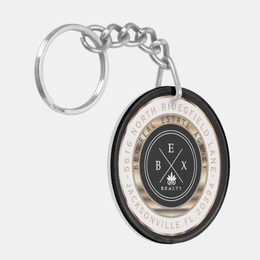 Custom - Black, Gold und White Zuhause - Realtor Schlüsselanhänger (Vorderseite links)