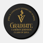 Custom Black Gold Veterinary School Abschluss Magnet (Vorne)
