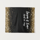 Custom Black Gold & White Wedding Foto Booth Prop Wandteppich (Vorderseite (Horizontal))