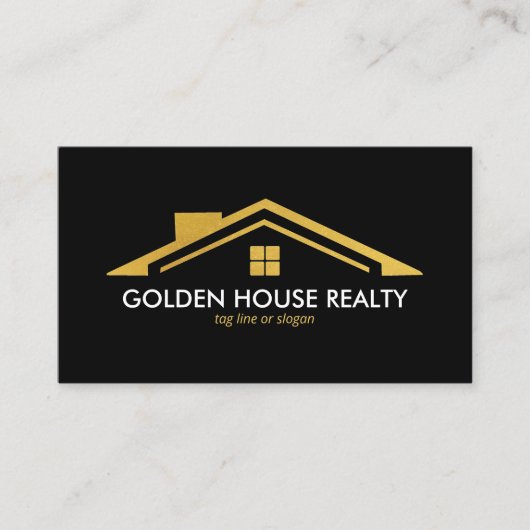 Custom Black + Gold Zuhause Realtors Luxus Moderne Visitenkarte (Vorderseite)