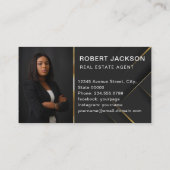 Custom Black + Golden Key Realtors Luxus Moderne Visitenkarte (Rückseite)