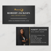 Custom Black + Golden Key Realtors Luxus Moderne Visitenkarte (Vorne/Hinten)