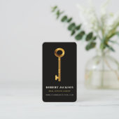 Custom Black + Golden Key Realtors Luxus Moderne Visitenkarte (Stehend Vorderseite)