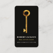 Custom Black + Golden Key Realtors Luxus Moderne Visitenkarte (Vorderseite)