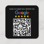 Custom Black Google Review QR Code Dank Notar Quadratische Visitenkarte (Rückseite)