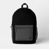 Custom Black Gray Initial Monogram Boy Fitness Gym Bedruckter Rucksack (Vorderseite)