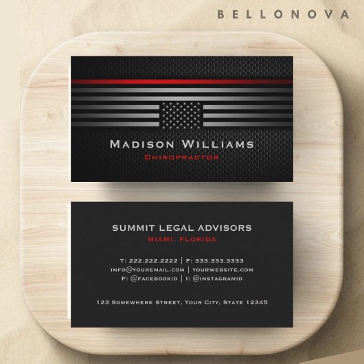 Custom Black Gray Red The USA America Flag Premium Visitenkarte