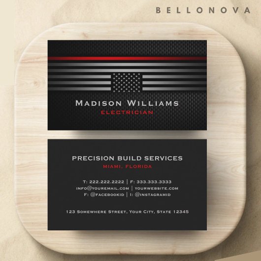 Custom Black Gray Red The USA America Flag Premium Visitenkarte