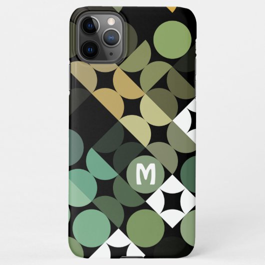 Custom Black Green Aquamarin Blue Retro Art Muster iPhone Hülle (Rückseite)