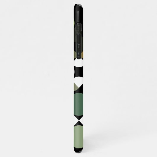 Custom Black Green Aquamarin Blue Retro Art Muster iPhone Hülle (Linke Seite)