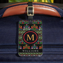 Custom Black Green Blue Aztec Muster Gepäckanhänger