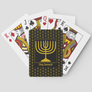 Custom Black Hanukkah MENORAH Spielkarten