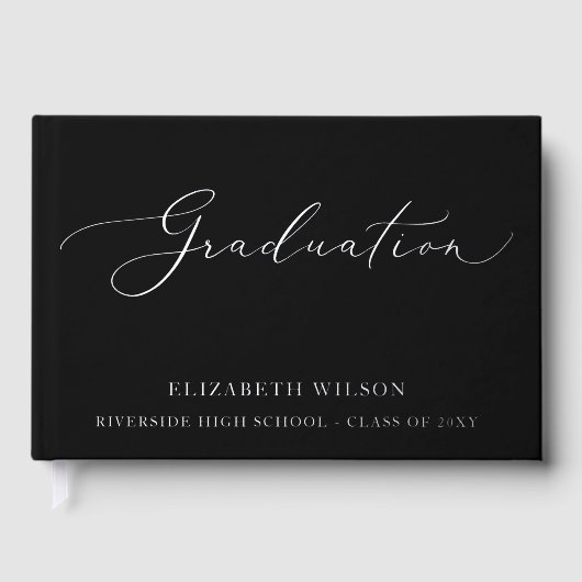 Custom Black High School Grad Party Abschluss Gästebuch (Vorderseite)