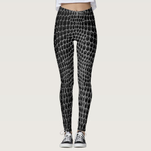 Custom Black Imitats Crocodile Skin Leggings
