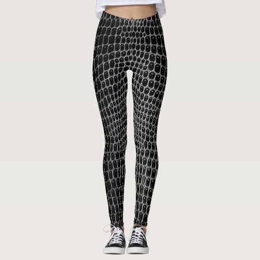 Custom Black Imitats Crocodile Skin Leggings (Vorderseite)