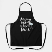 Custom Black Koch Mama braucht Wein Personalisiert Schürze (Vorderseite)
