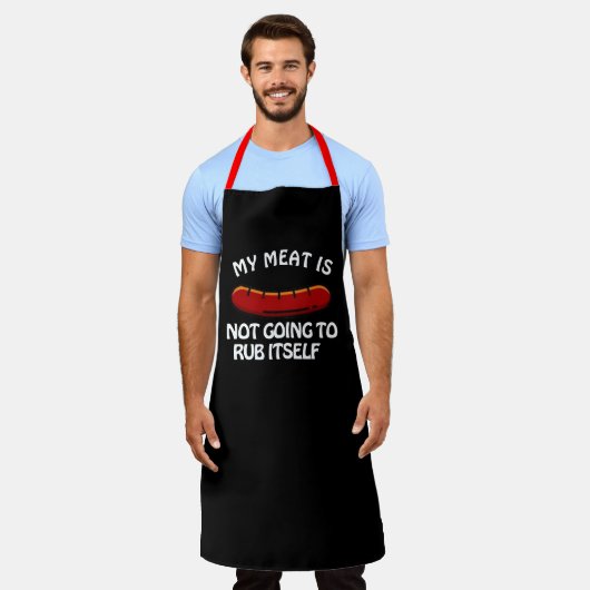 Custom Black Koch Mens Rub My Meat Funny Novelty Schürze (Getragen)