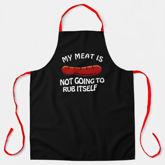 Custom Black Koch Mens Rub My Meat Funny Novelty Schürze (Vorderseite)