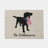 Custom Black Lab Dog USA Flag Willkommen Türöffnun Fußmatte (Vorderseite)