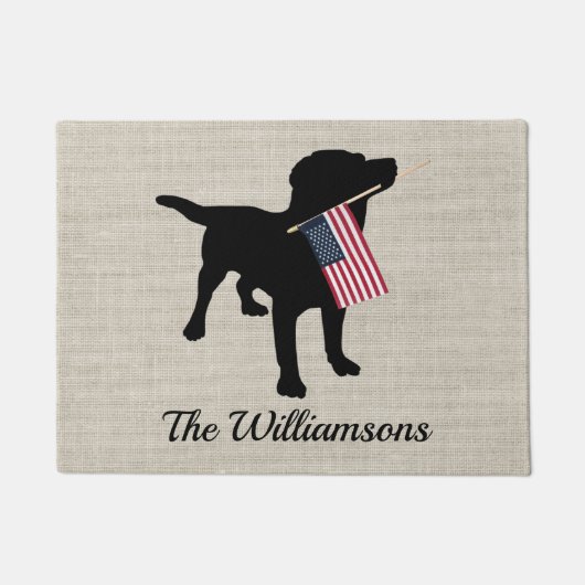 Custom Black Lab Dog USA Flag Willkommen Türöffnun Fußmatte (Vorderseite)