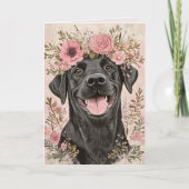 Custom Black Labrador Pink Bläsergrüßen Karte (Vorderseite)
