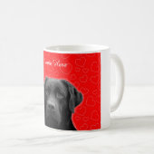 Custom Black Labrador Red Hearts Tasse (VorderseiteRechts)