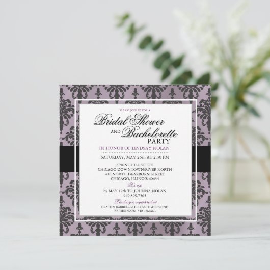CUSTOM Black Lace Bachelorette/Brautparty V2 Einladung (Stehend Vorderseite)
