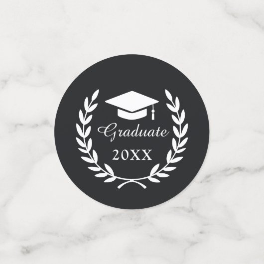 Custom Black Laurel Wreath Emblem Abschluss Foto Konfetti (Klein Vorderseite)