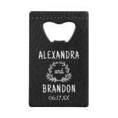 Custom Black Leather Print Wedding Bottle Opener Geldbeutel Flaschenöffner (Vorderseite)