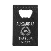 Custom Black Leather Print Wedding Bottle Opener Geldbeutel Flaschenöffner (Rückseite)