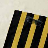 Custom Black M Gold Striped Beach Towel with Name Strandtuch (Beispiel)