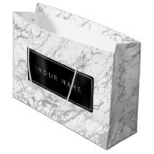 Custom Black Metallic Minimal Marble Gray Stone Große Geschenktüte (Vorderseite Schrägansicht)