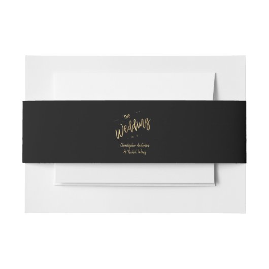 Custom Black Minimalistisch Script Gold Wedding Einladungsbanderole (Vorderseite Beispiel)