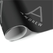 Custom Black Modern Monogram Christmas Geschenkpapier (Rolleneckpunkt)