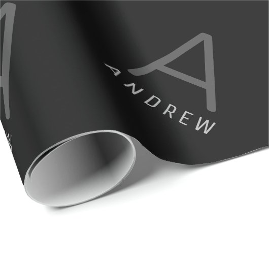 Custom Black Modern Monogram Christmas Geschenkpapier (Rolleneckpunkt)