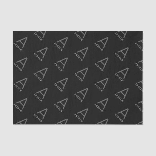 Custom Black Modern Monogram Seidenpapier (Vorderseite)