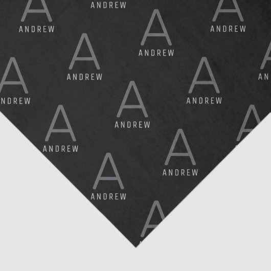 Custom Black Modern Monogram Seidenpapier (Ausschnitt)