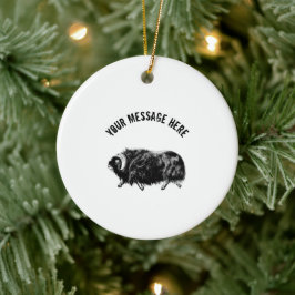 Custom Black Muskox Illustration Keramik Ornament
