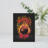 Custom Black Orange Antique Script Halloween Hexe Postkarte (Stehend Vorderseite)
