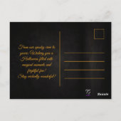Custom Black Orange Antique Script Halloween Hexe Postkarte (Rückseite)
