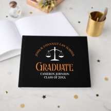 Custom Black Orange Law School Graduation Party