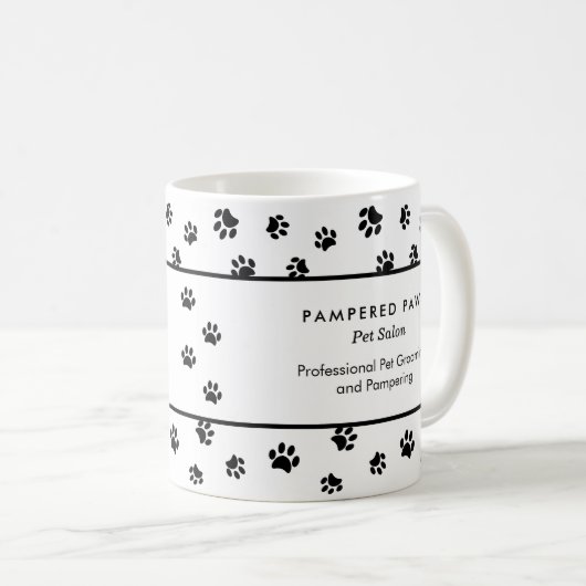 Custom Black Paw druckt Beruflich Pet Salon Kaffeetasse (VorderseiteRechts)